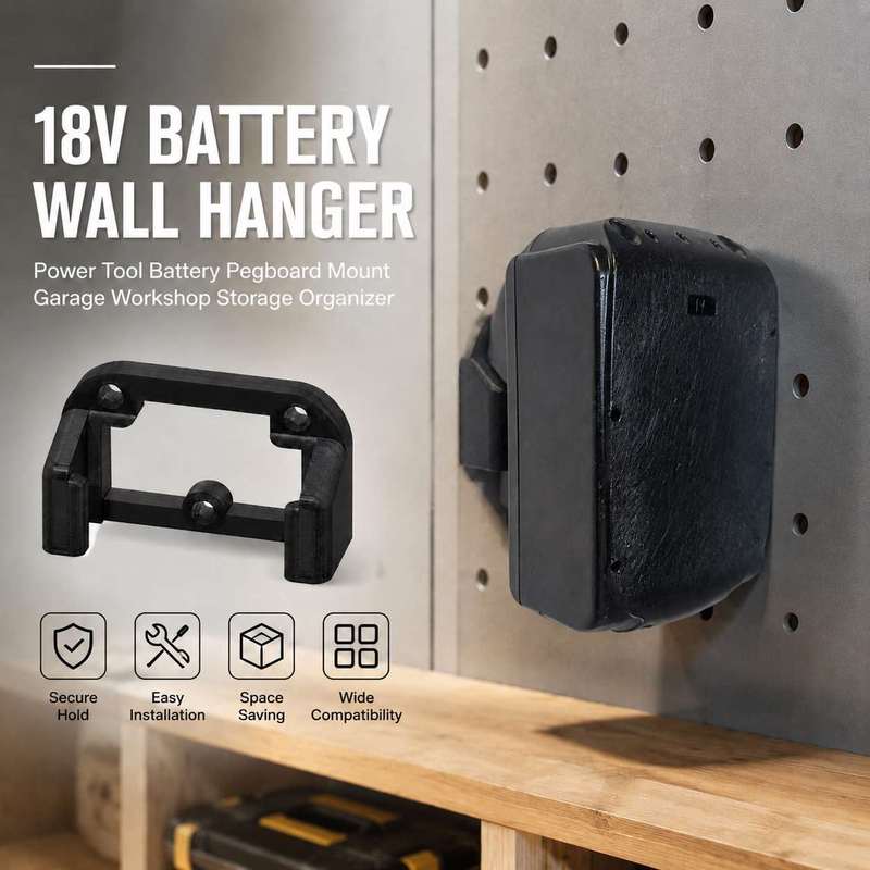 Workshop Tools Hanger - Gantungan Dinding Baterai 18V, Penyangga Baterai