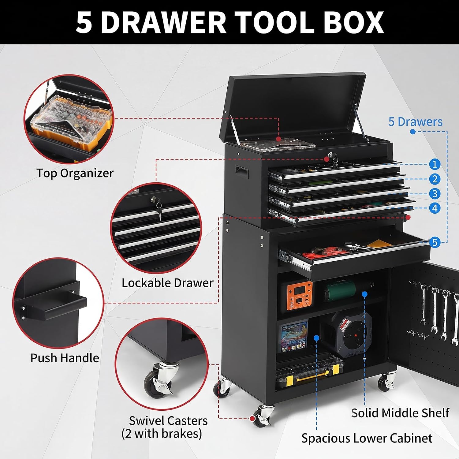 Kabinet Perkakas Beroda 5 Laci - Workshop Tools Box ulasan dan harga